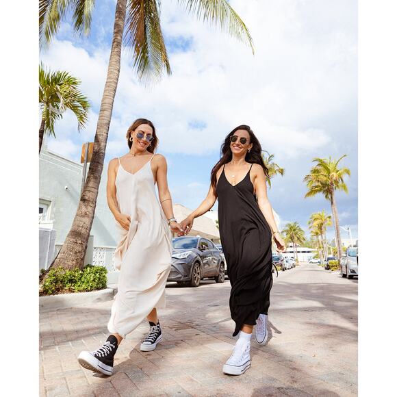 Buddha Pants® Dresses & Skirts - Buddha Pants Womens V-Neck Sleeveless Midi Maxi Flowy Boho Geneva Dress Ivory